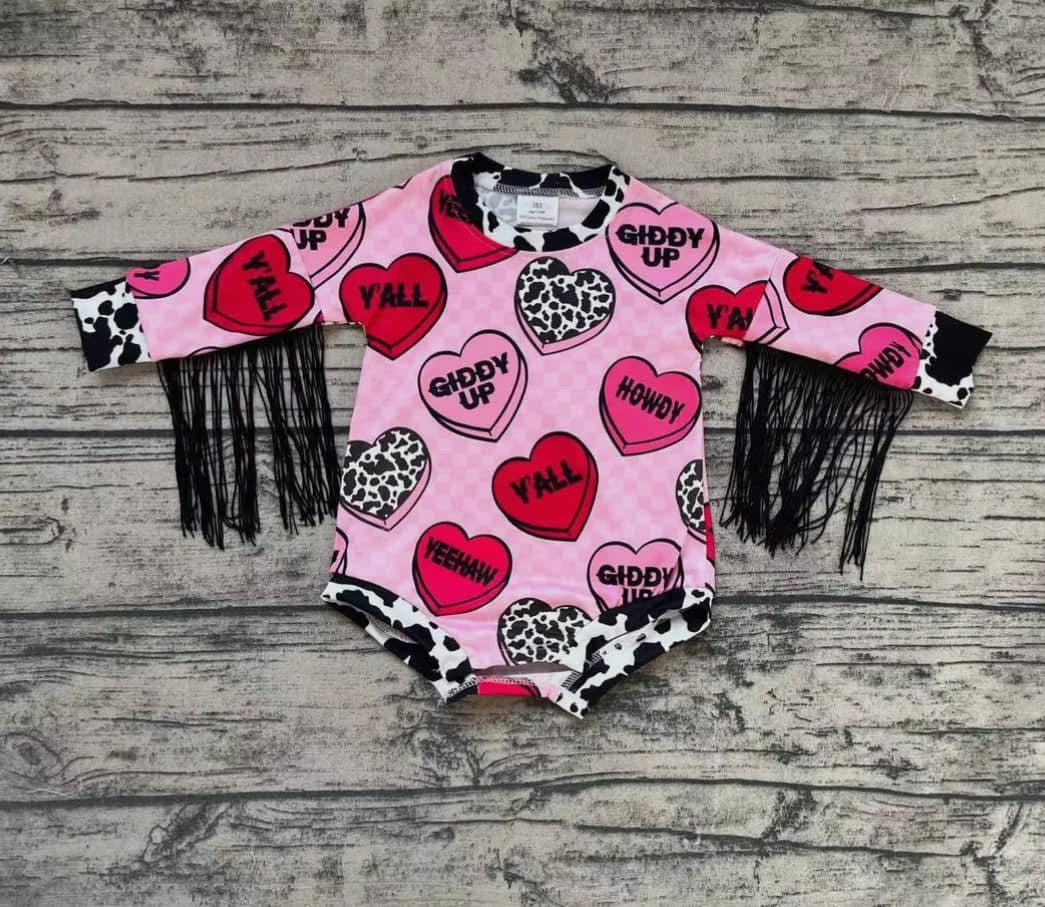Longsleeve pink onesie W/ Fringe
