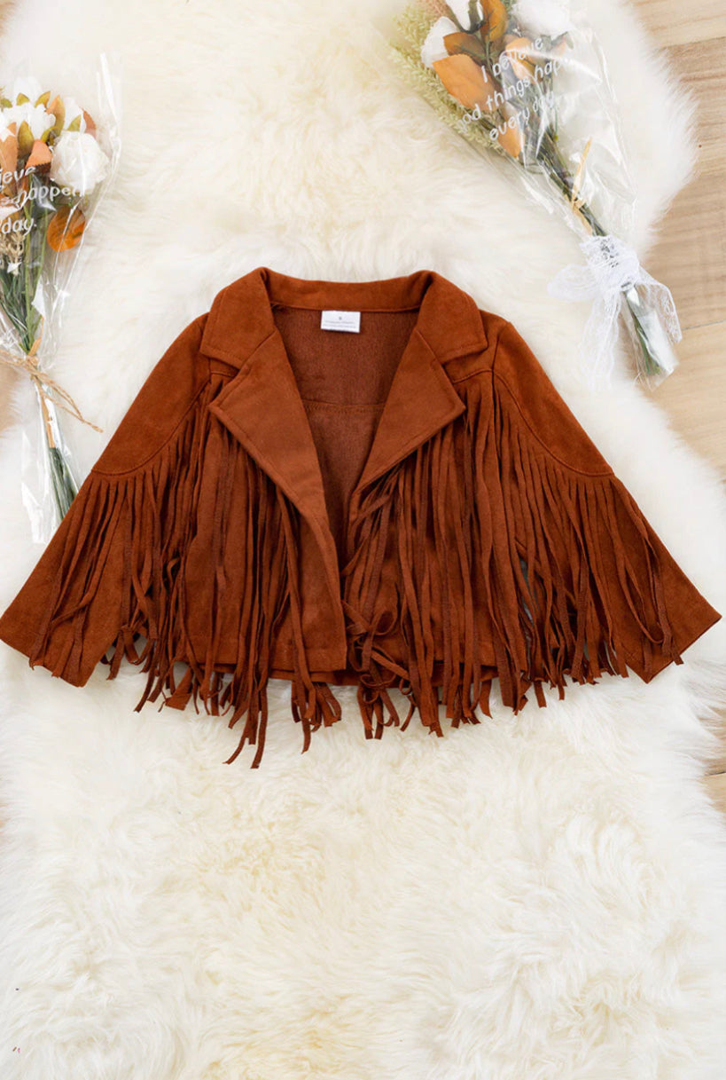 Faux Suede Fringe Jacket