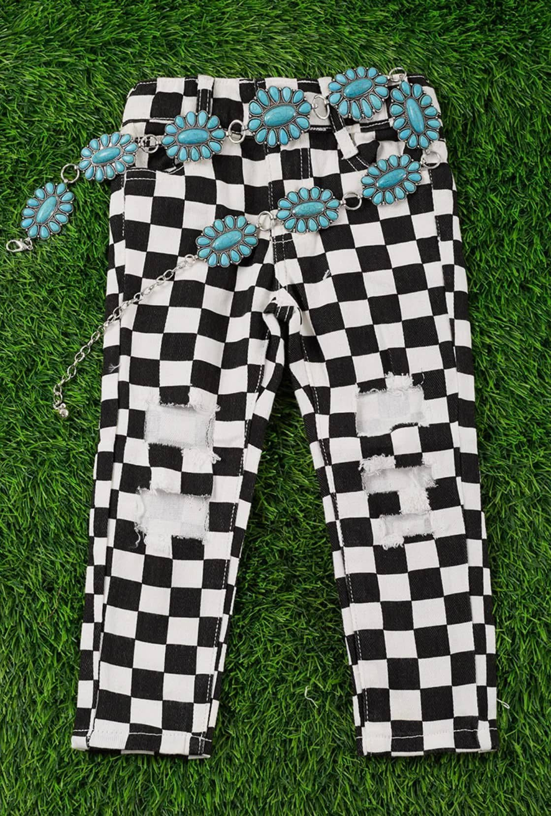 B/W checkered jeans