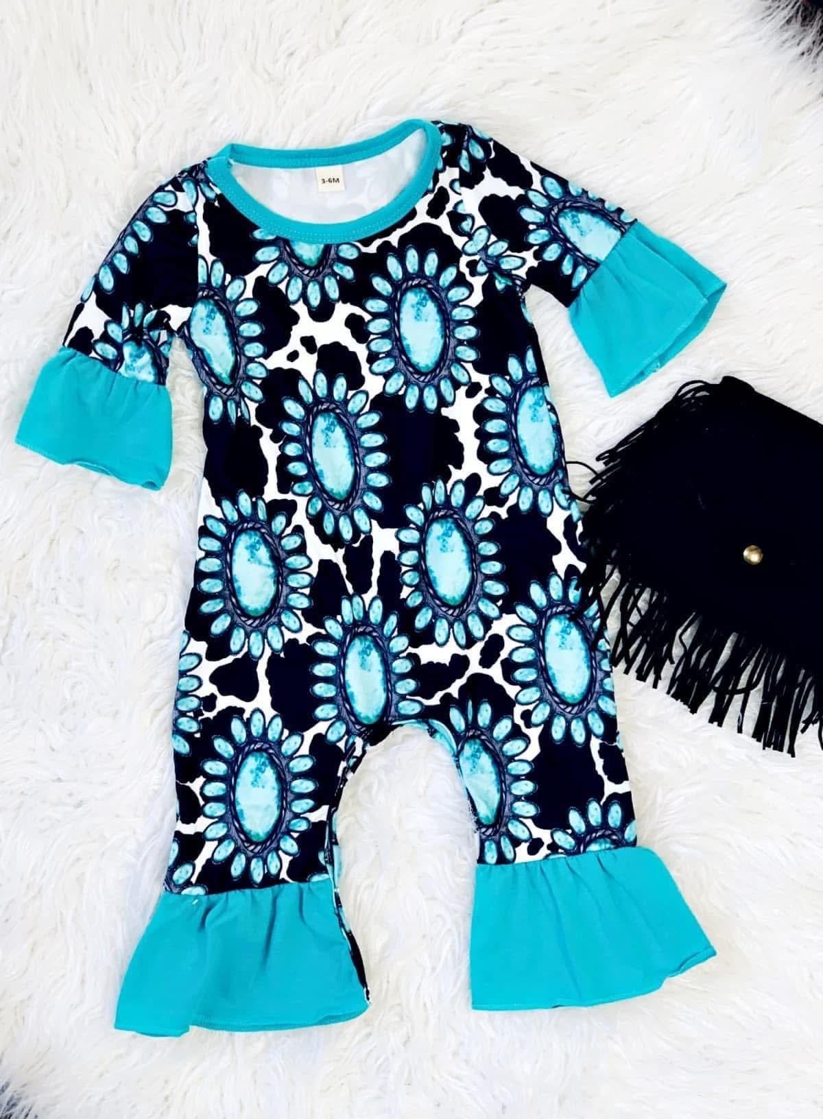 Turquoise concho onesie