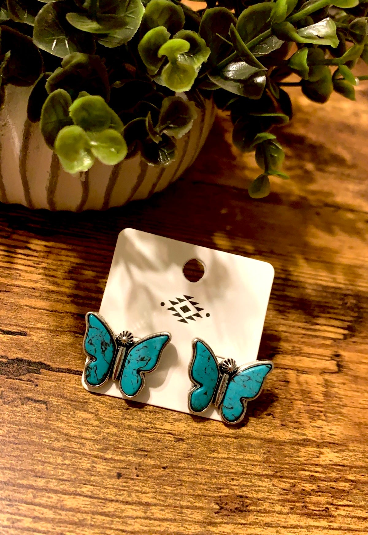 Butterfly Silvertone Earrings