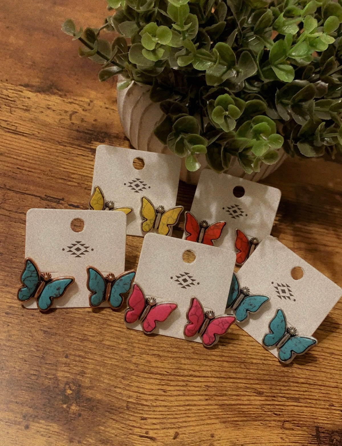 Butterfly Silvertone Earrings
