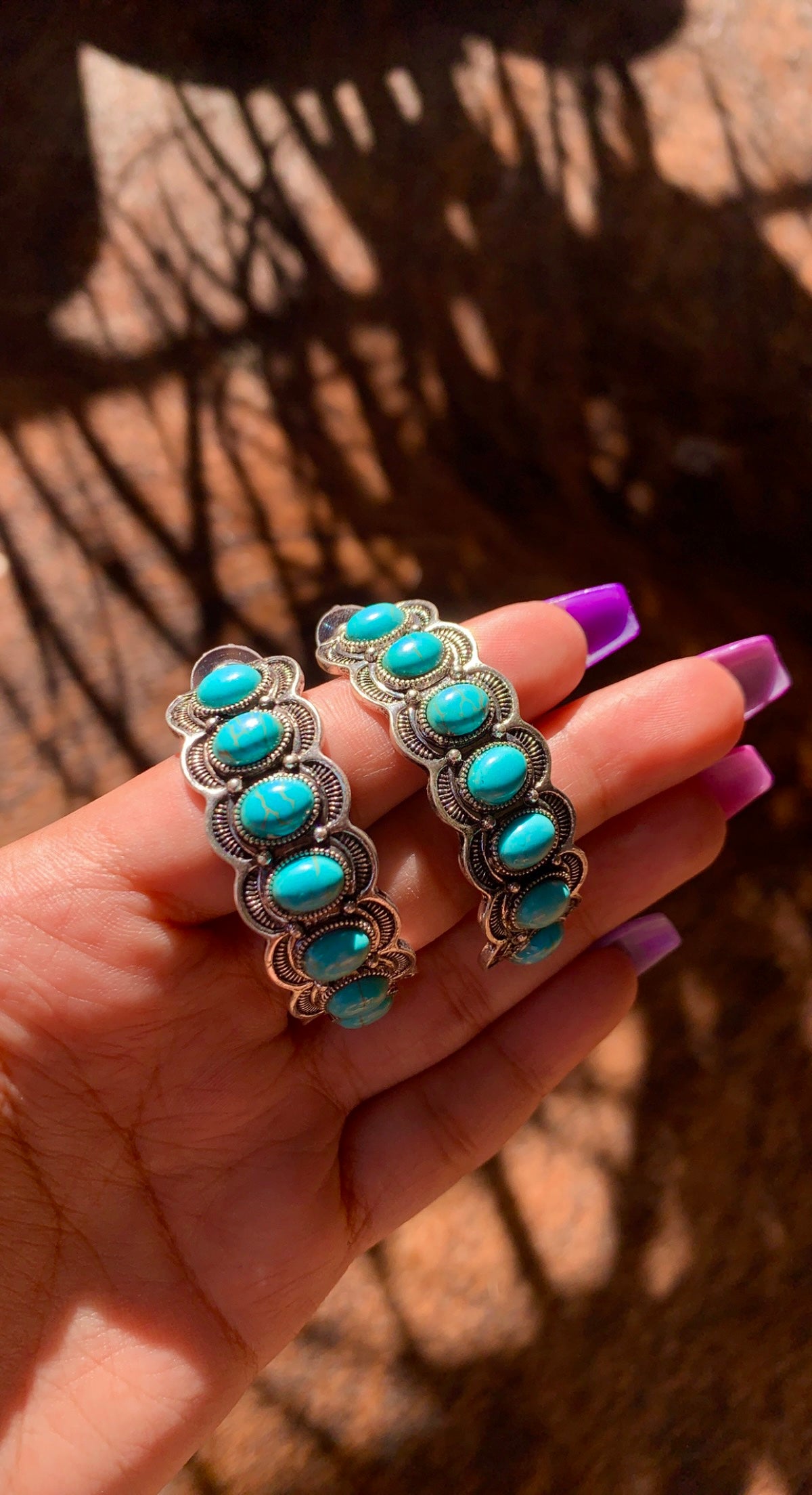 Big Turquoise Stone Earrings