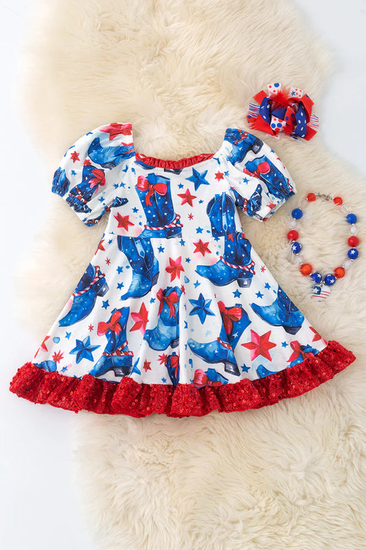 Cowgirl boot printed dress